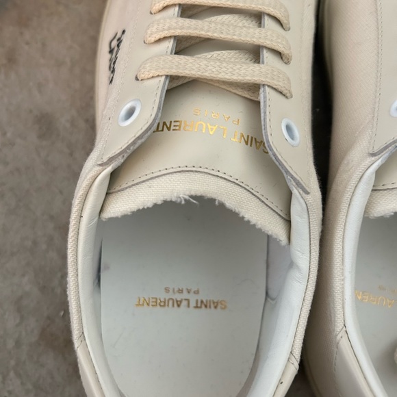 Saint Laurent SL/06 Court Classic Leather-Trimmed Distressed Canvas Sneakers - Picture 6 of 10